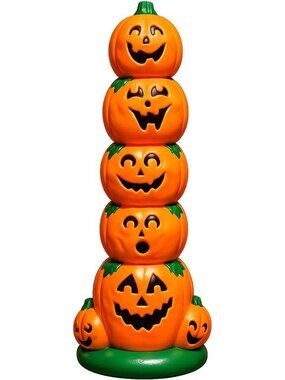 Lighted Halloween Pumpkin Stack Decoration - 38" Blow Molded Plastic Yard Art
